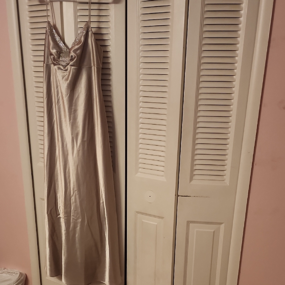 Chic Satin Gown with Lace Detail